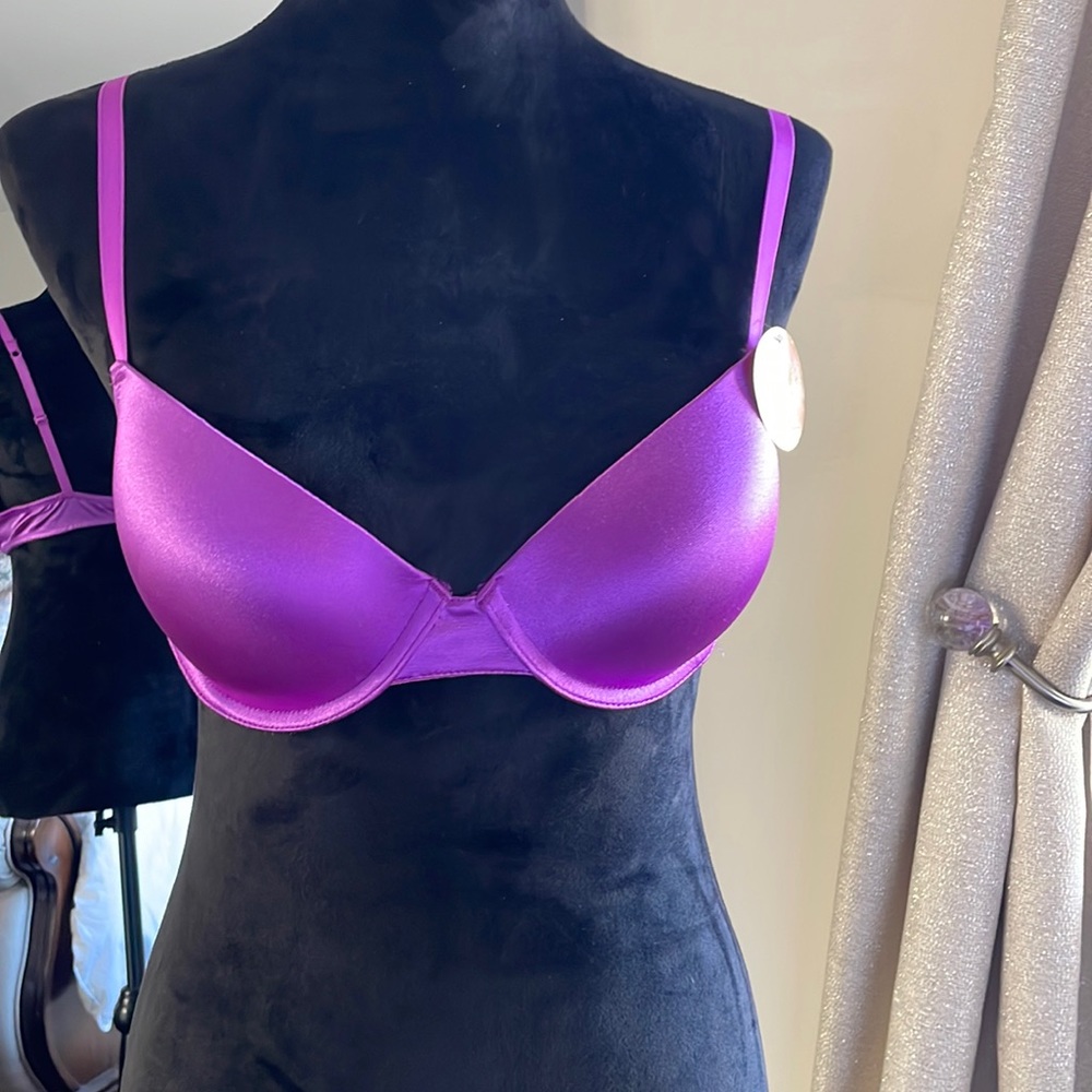 Soft and silky purple bra